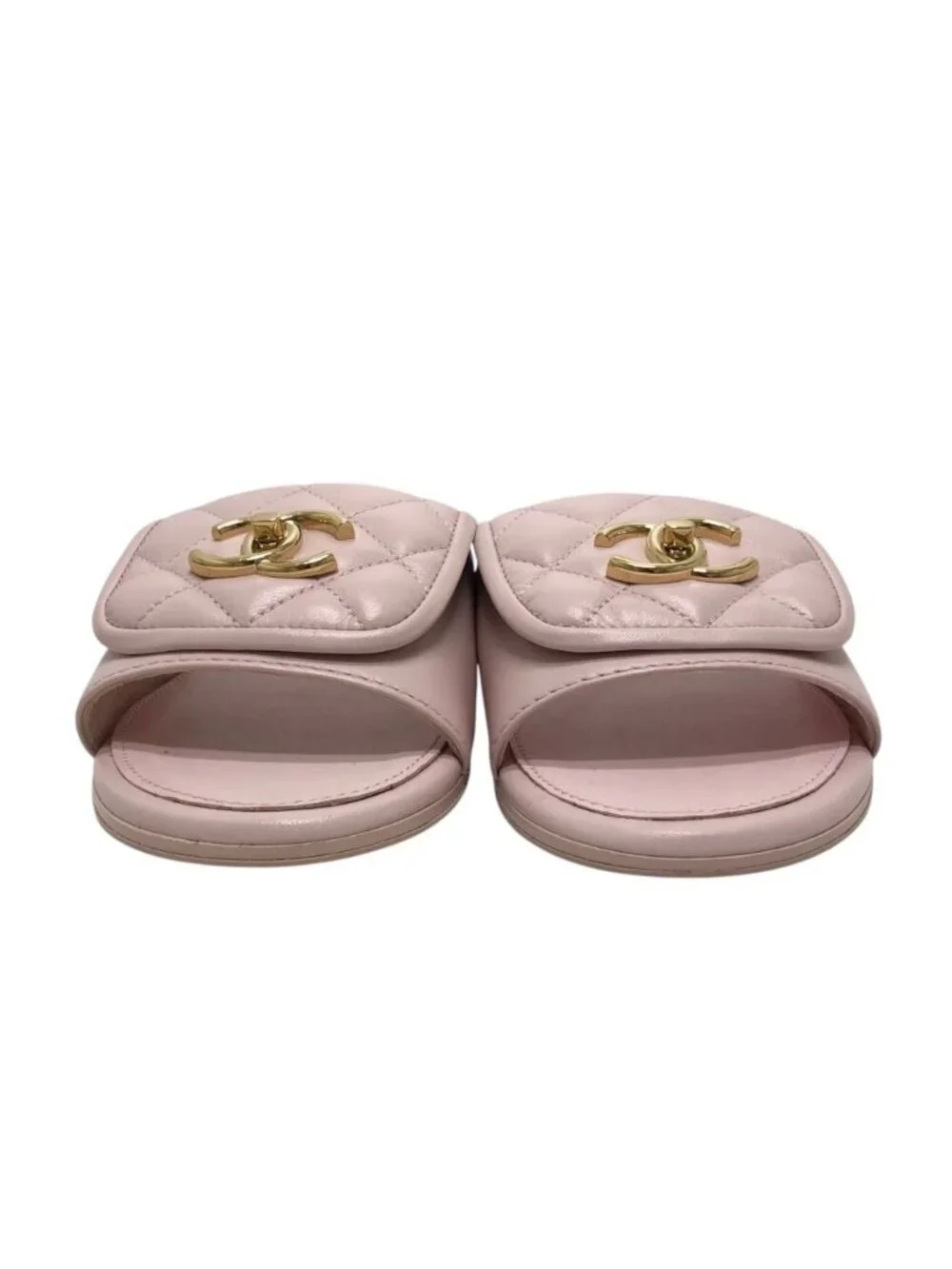 Chanel Sandals Turnlock Leather Pink